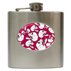 Terrible Frightening Seamless Pattern With Skull Hip Flask (6 Oz)