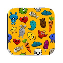 Graffiti Characters Seamless Ornament Square Metal Box (black) by Bedest