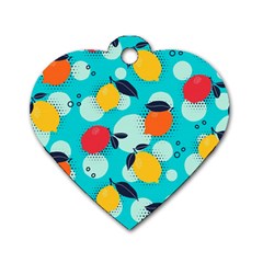 Pop Art Style Citrus Seamless Pattern Dog Tag Heart (two Sides) by Bedest