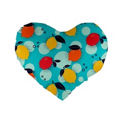 Pop Art Style Citrus Seamless Pattern Standard 16  Premium Flano Heart Shape Cushions