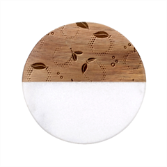 Pop Art Style Citrus Seamless Pattern Classic Marble Wood Coaster (round) 