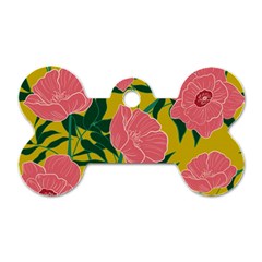 Pink Flower Seamless Pattern Dog Tag Bone (one Side) by Bedest