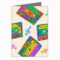 Seamless Pattern With Colorful Cassettes Hippie Style Doodle Musical Texture Wrapping Fabric Vector Greeting Cards (pkg Of 8) by Bedest