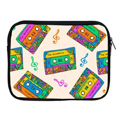 Seamless Pattern With Colorful Cassettes Hippie Style Doodle Musical Texture Wrapping Fabric Vector Apple Ipad 2/3/4 Zipper Cases by Bedest