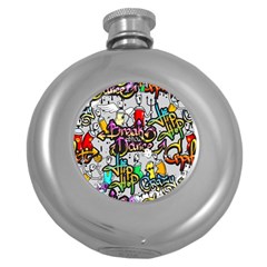 Hip Hop Background Round Hip Flask (5 Oz)