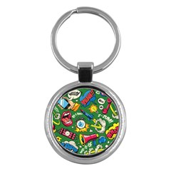 Pop Art Colorful Seamless Pattern Key Chain (round) by Bedest