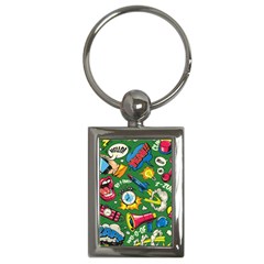 Pop Art Colorful Seamless Pattern Key Chain (rectangle) by Bedest