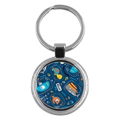 Seamless Pattern Vector Submarine With Sea Animals Cartoon Key Chain (round) by Bedest