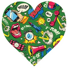 Pop Art Colorful Seamless Pattern Wooden Puzzle Heart