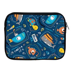 Seamless Pattern Vector Submarine With Sea Animals Cartoon Apple Ipad 2/3/4 Zipper Cases