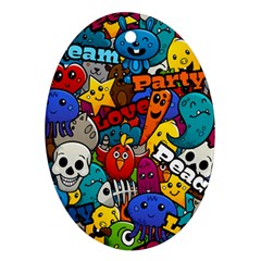 Graffiti Characters Seamless Pattern Oval Ornament (two Sides) by Bedest