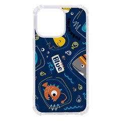 Seamless Pattern Vector Submarine With Sea Animals Cartoon Iphone 13 Pro Tpu Uv Print Case