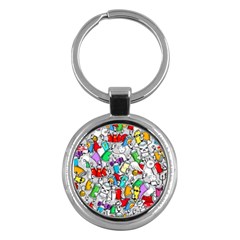 Graffity Characters Seamless Pattern Art Key Chain (round) by Bedest