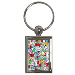 Graffity Characters Seamless Pattern Art Key Chain (rectangle) by Bedest