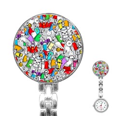 Graffity Characters Seamless Pattern Art Stainless Steel Nurses Watch