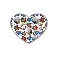 Full Color Flash Tattoo Patterns Rubber Coaster (heart) by Bedest