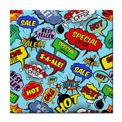 Comic Bubbles Seamless Pattern Tile Coaster by Bedest