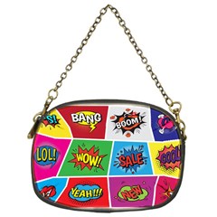 Pop Art Comic Vector Speech Cartoon Bubbles Popart Style With Humor Text Boom Bang Bubbling Expressi Chain Purse (one Side) by Bedest