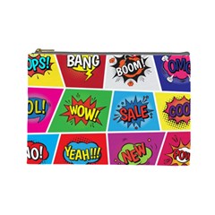 Pop Art Comic Vector Speech Cartoon Bubbles Popart Style With Humor Text Boom Bang Bubbling Expressi Cosmetic Bag (large) by Bedest