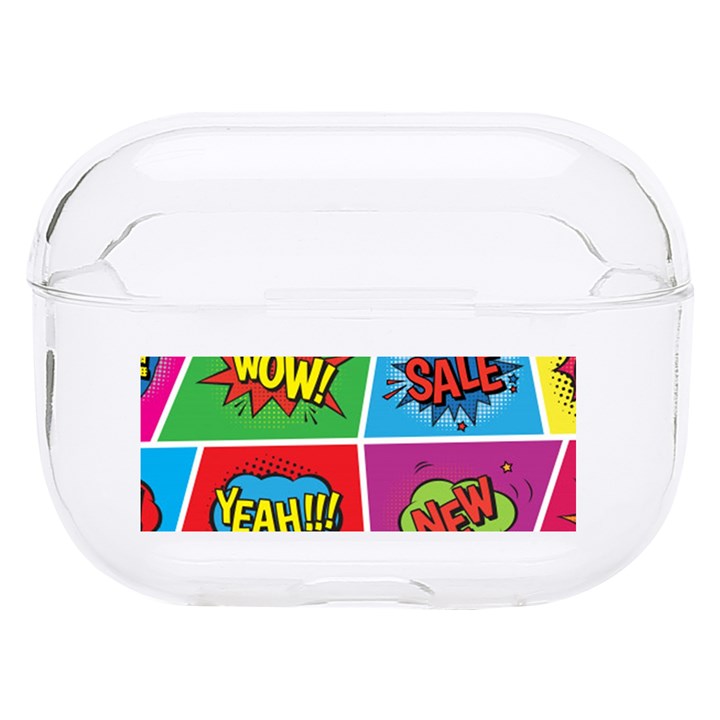 Pop Art Comic Vector Speech Cartoon Bubbles Popart Style With Humor Text Boom Bang Bubbling Expressi Hard PC AirPods Pro Case