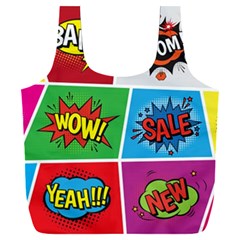 Pop Art Comic Vector Speech Cartoon Bubbles Popart Style With Humor Text Boom Bang Bubbling Expressi Full Print Recycle Bag (xxxl)