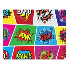 Pop Art Comic Vector Speech Cartoon Bubbles Popart Style With Humor Text Boom Bang Bubbling Expressi Premium Plush Fleece Blanket (large) by Bedest