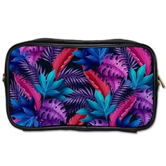 Background With Violet Blue Tropical Leaves Toiletries Bag (one Side) by Bedest