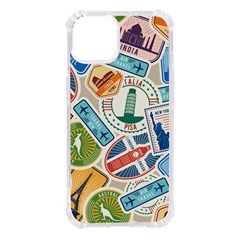 Travel Pattern Immigration Stamps Stickers With Historical Cultural Objects Travelling Visa Immigran Iphone 14 Tpu Uv Print Case by Bedest