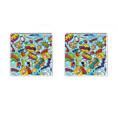 Comic Elements Colorful Seamless Pattern Cufflinks (square) by Bedest