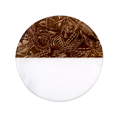 Vintage Flash Tattoos Designs Seamless Pattern Classic Marble Wood Coaster (round) 