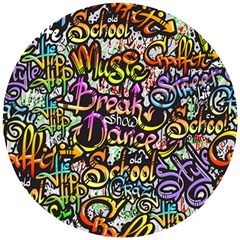 Graffiti Word Seamless Pattern Wooden Puzzle Round by Bedest