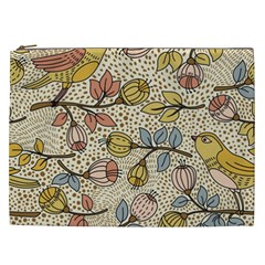 Seamless Pattern With Flower Bird Cosmetic Bag (xxl) by Bedest
