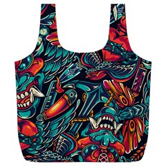 Vintage Tattoos Colorful Seamless Pattern Full Print Recycle Bag (xl) by Bedest