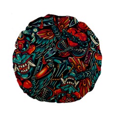 Vintage Tattoos Colorful Seamless Pattern Standard 15  Premium Flano Round Cushions