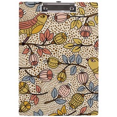 Seamless Pattern With Flower Bird A4 Acrylic Clipboard by Bedest