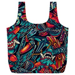 Vintage Tattoos Colorful Seamless Pattern Full Print Recycle Bag (XXXL)