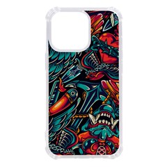 Vintage Tattoos Colorful Seamless Pattern Iphone 13 Pro Tpu Uv Print Case by Bedest