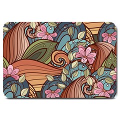 Multicolored Flower Decor Flowers Patterns Leaves Colorful Large Doormat