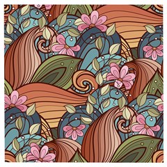 Multicolored Flower Decor Flowers Patterns Leaves Colorful Wooden Puzzle Square by Pakjumat