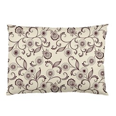 White And Brown Floral Wallpaper Flowers Background Pattern Pillow Case (two Sides) by Pakjumat