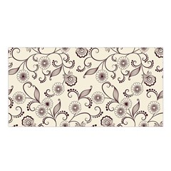 White And Brown Floral Wallpaper Flowers Background Pattern Satin Shawl 45  X 80  by Pakjumat