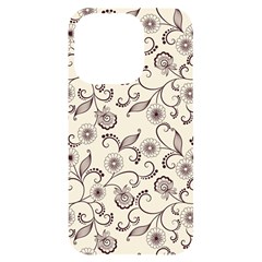 White And Brown Floral Wallpaper Flowers Background Pattern Iphone 14 Pro Black Uv Print Case by Pakjumat