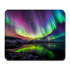 Aurora Borealis Polar Northern Lights Natural Phenomenon North Night Mountains Large Mousepad by Pakjumat