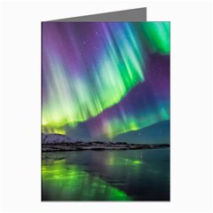 Aurora Borealis Polar Northern Lights Natural Phenomenon North Night Mountains Greeting Cards (pkg Of 8) by Pakjumat