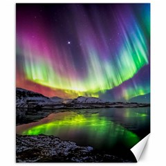 Aurora Borealis Polar Northern Lights Natural Phenomenon North Night Mountains Canvas 8  X 10  by Pakjumat