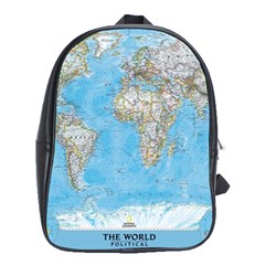 Blue White And Green World Map National Geographic School Bag (xl) by Pakjumat