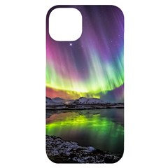 Aurora Borealis Polar Northern Lights Natural Phenomenon North Night Mountains Iphone 14 Plus Black Uv Print Case by Pakjumat