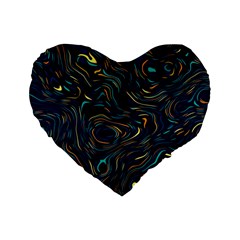 Colorful Abstract Pattern Creative Colorful Line Linear Background Standard 16  Premium Flano Heart Shape Cushions by Pakjumat