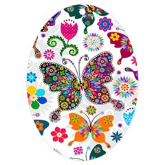 Butterflies Abstract Colorful Floral Flowers Vector Uv Print Acrylic Ornament Oval by Pakjumat