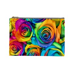 Colorful Roses Bouquet Rainbow Cosmetic Bag (large) by Pakjumat